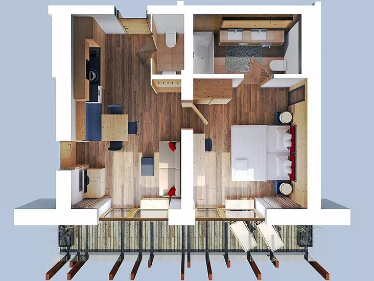 Zimmerskizze | Suite Sommerberg | 41 m² | 2 Personen |